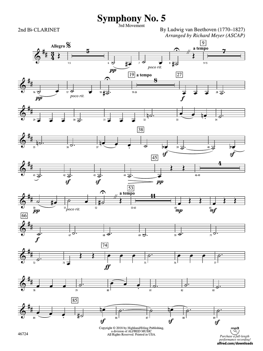 Symphony No. 5: 2nd B-flat Clarinet