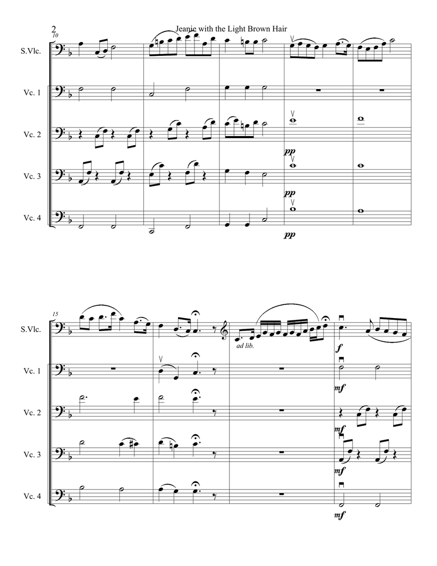 Jeanie with the Light Brown Hair Cello scores gallery preview page 3