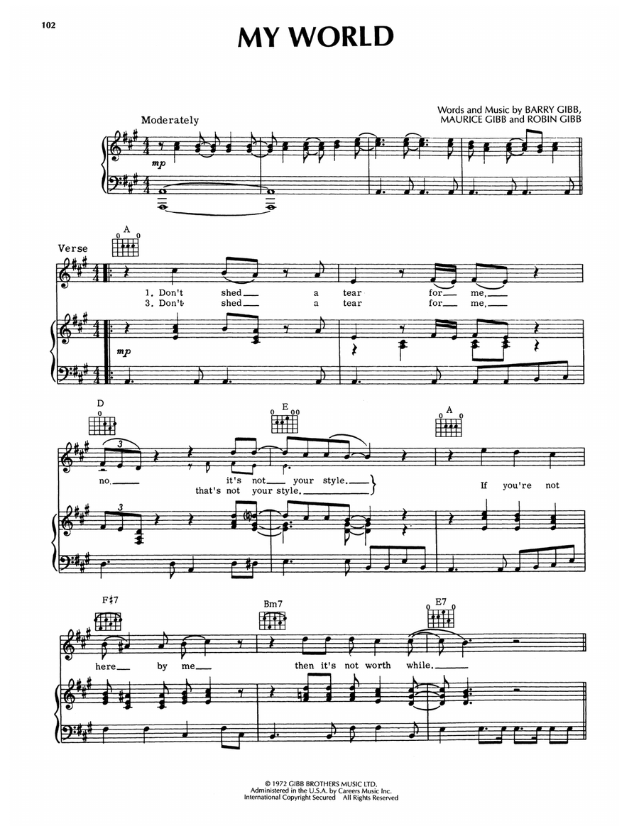 My World Piano, Vocal, Guitar scores gallery preview page 1