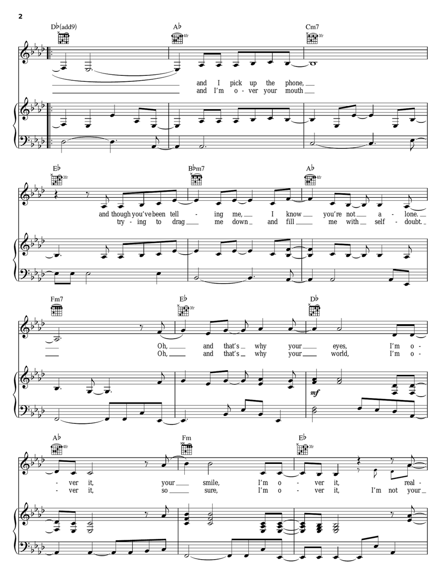 Over It Piano, Vocal, Guitar scores gallery preview page 2