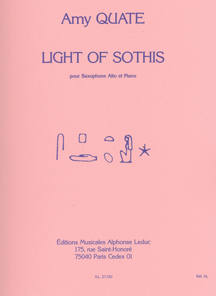 Book cover for Amy Quate - Light Of Sothis Pour Saxophone Et Piano