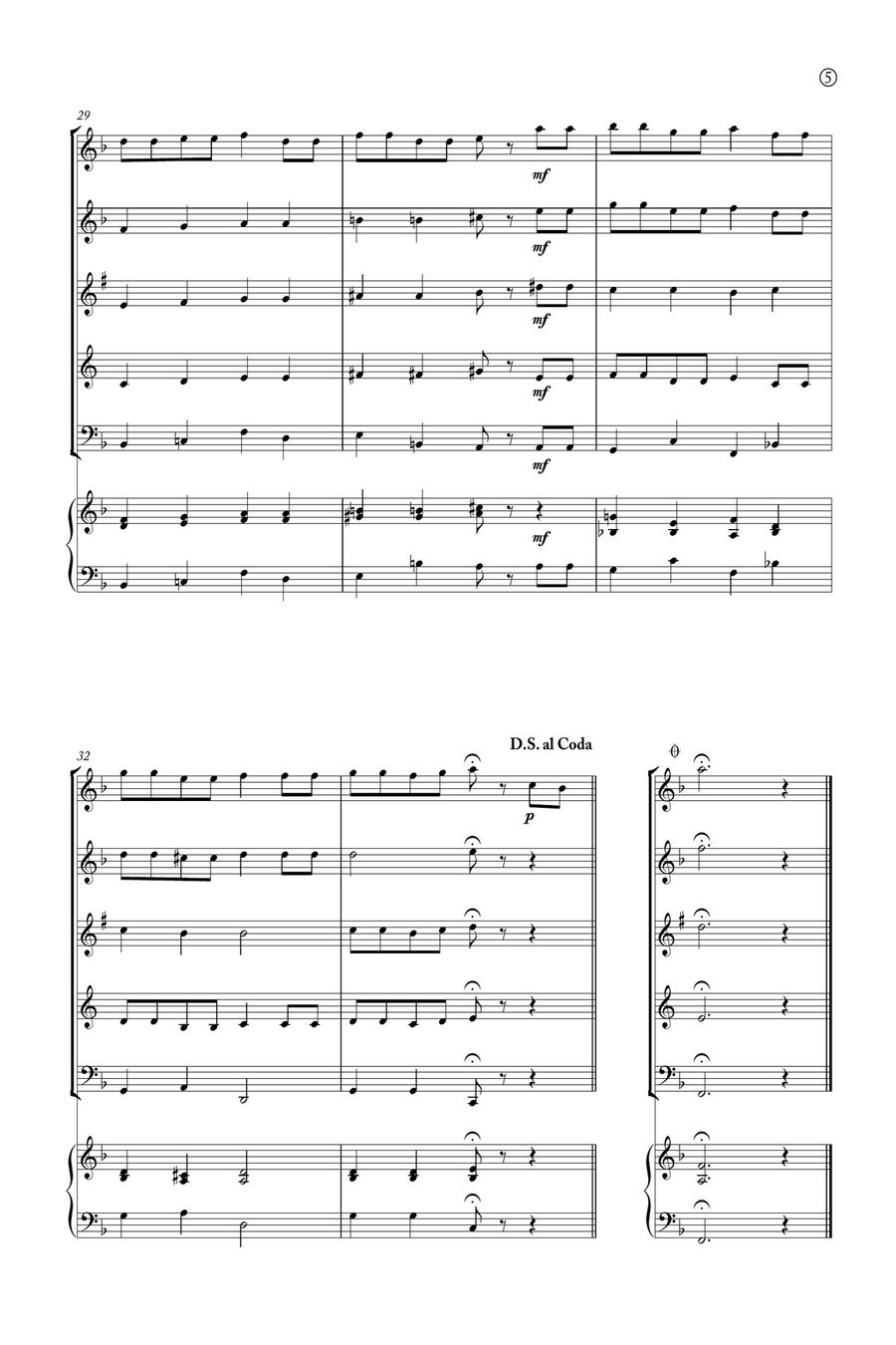 Hymne A L'amour Woodwind Quintet scores gallery preview page 5