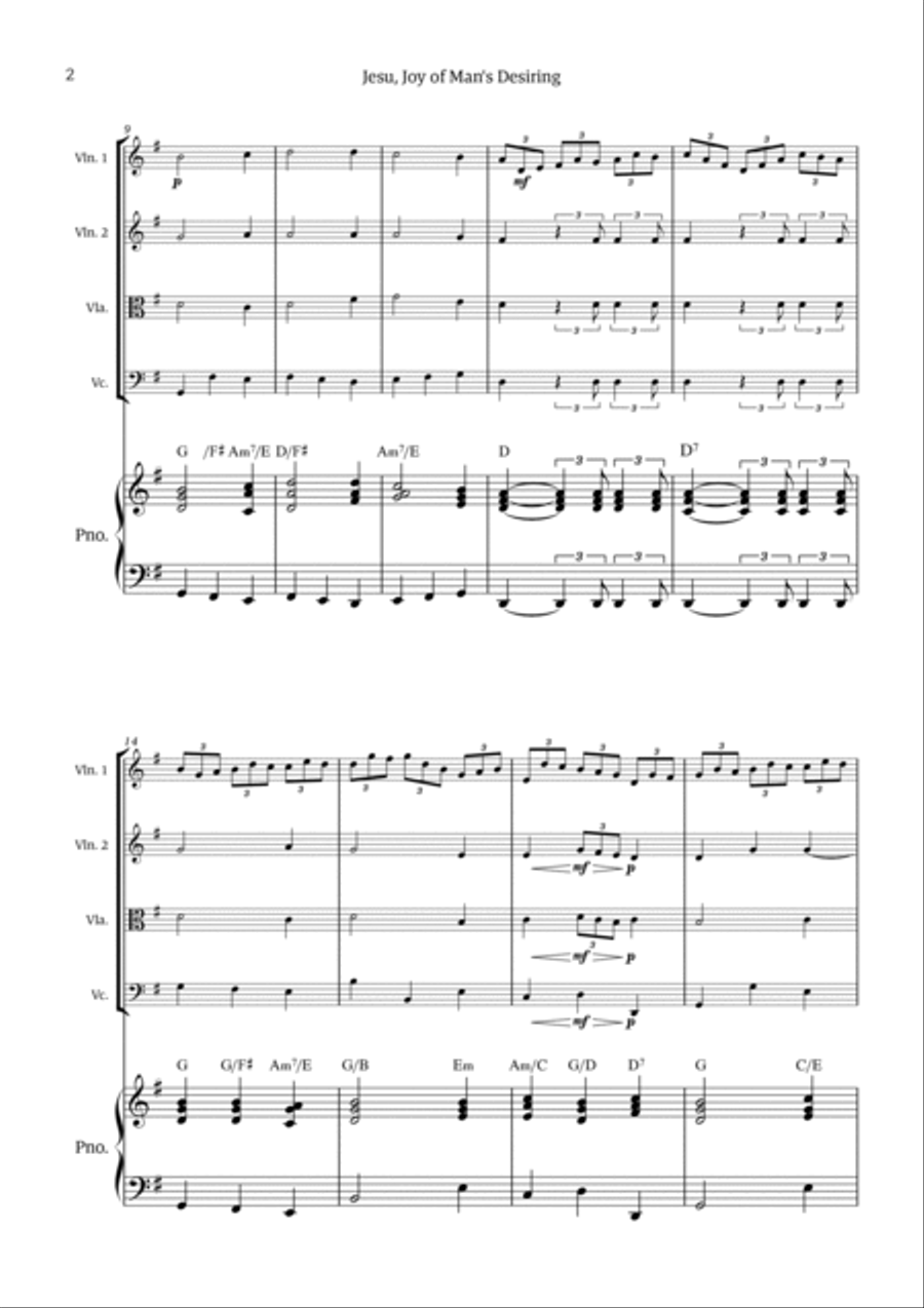 Jesu, Joy of Man's Desiring String Quartet scores gallery preview page 2