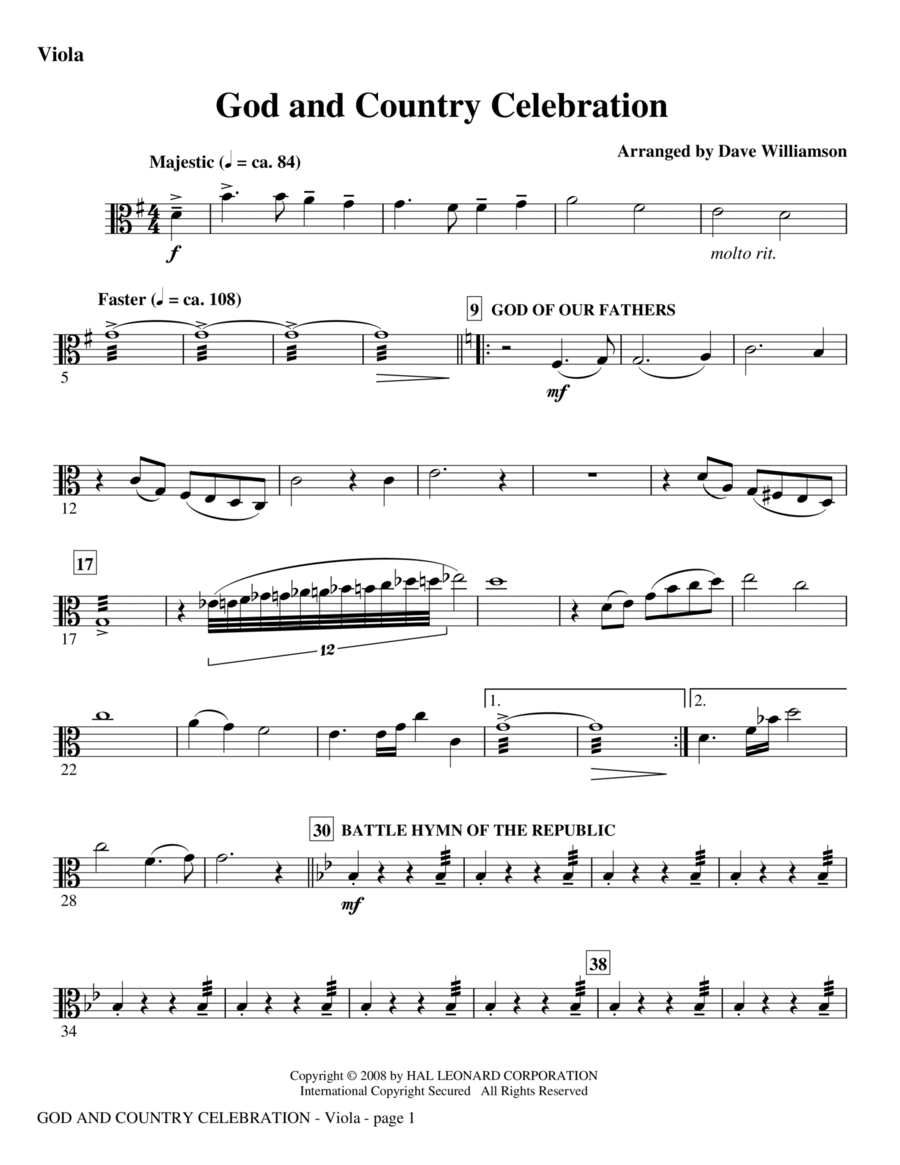 God And Country Celebration (Medley) - Cello Choir scores gallery preview page 1
