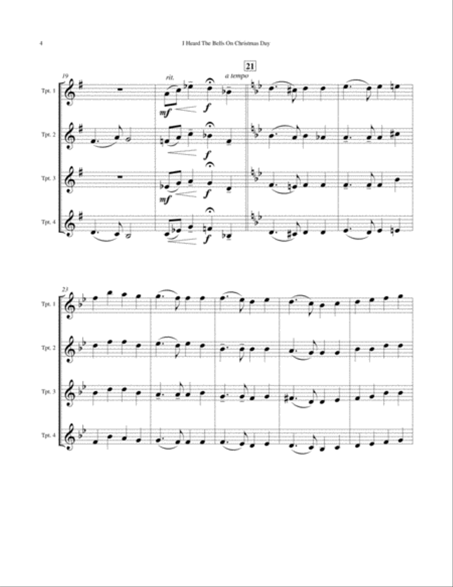 I Heard The Bells On Christmas Day Brass Ensemble scores gallery preview page 4