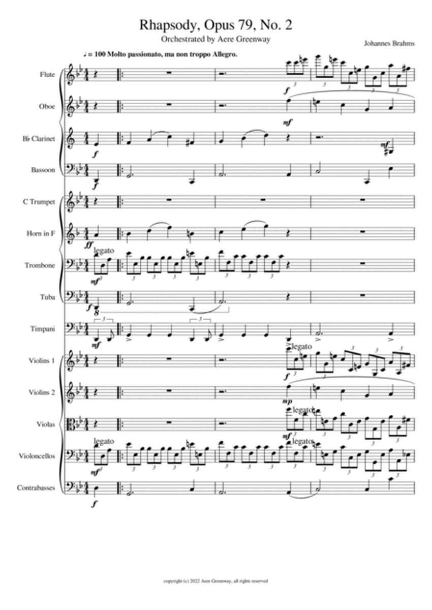 Brahms Rhapsody Opus 79 No. 2, arranged for orchestra image number null