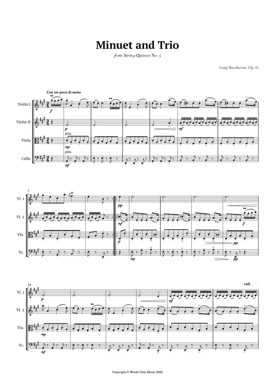 Minuet by Boccherini for String Quartet String Quartet scores gallery preview page 2