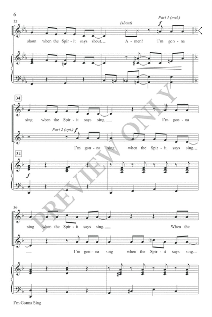 I'm Gonna Sing Unison Choir scores gallery preview page 5