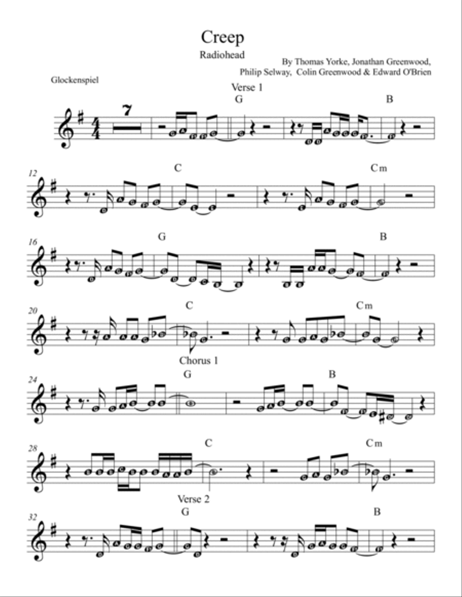Creep Glockenspiel scores gallery preview page 2