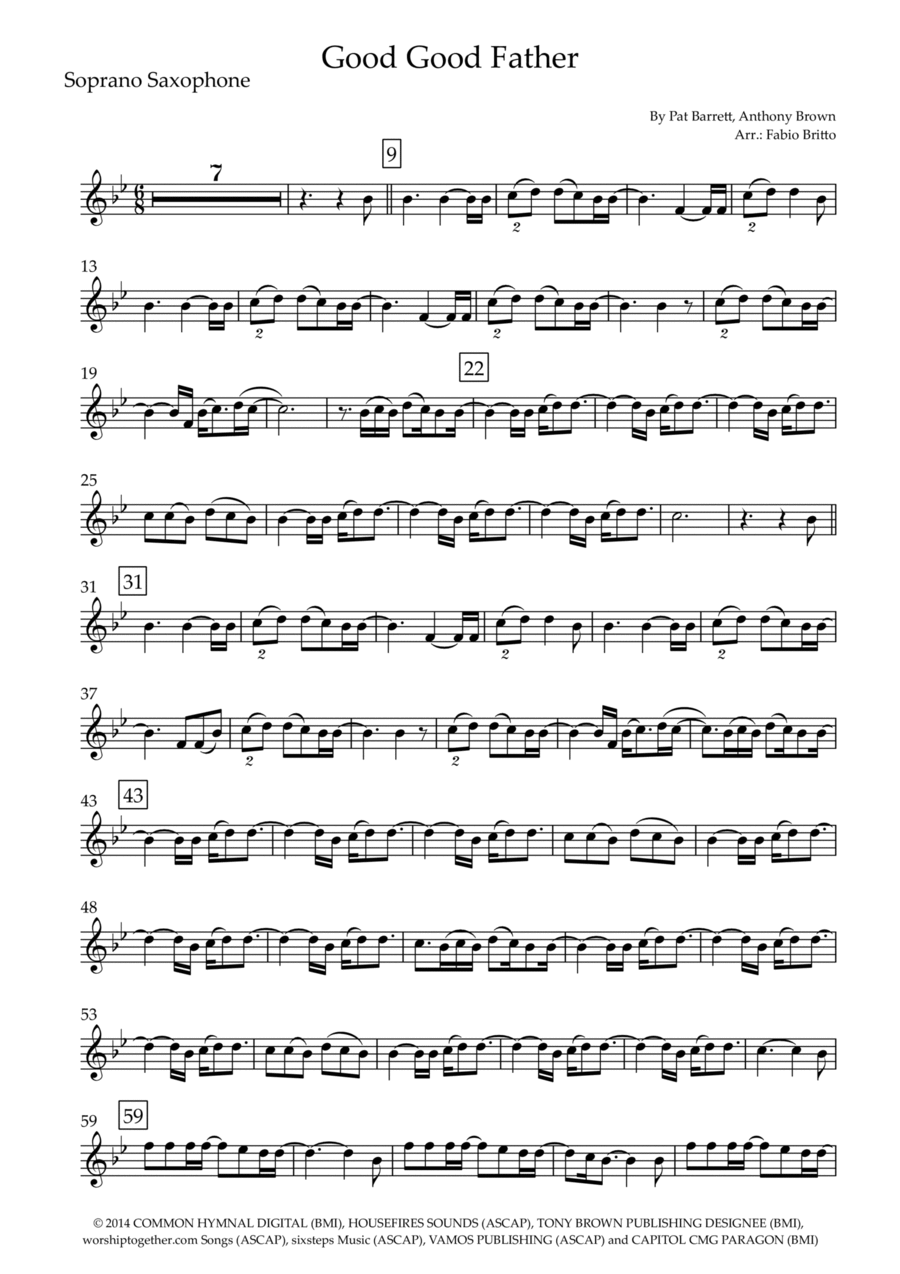 Good Good Father Soprano Saxophone scores gallery preview page 1