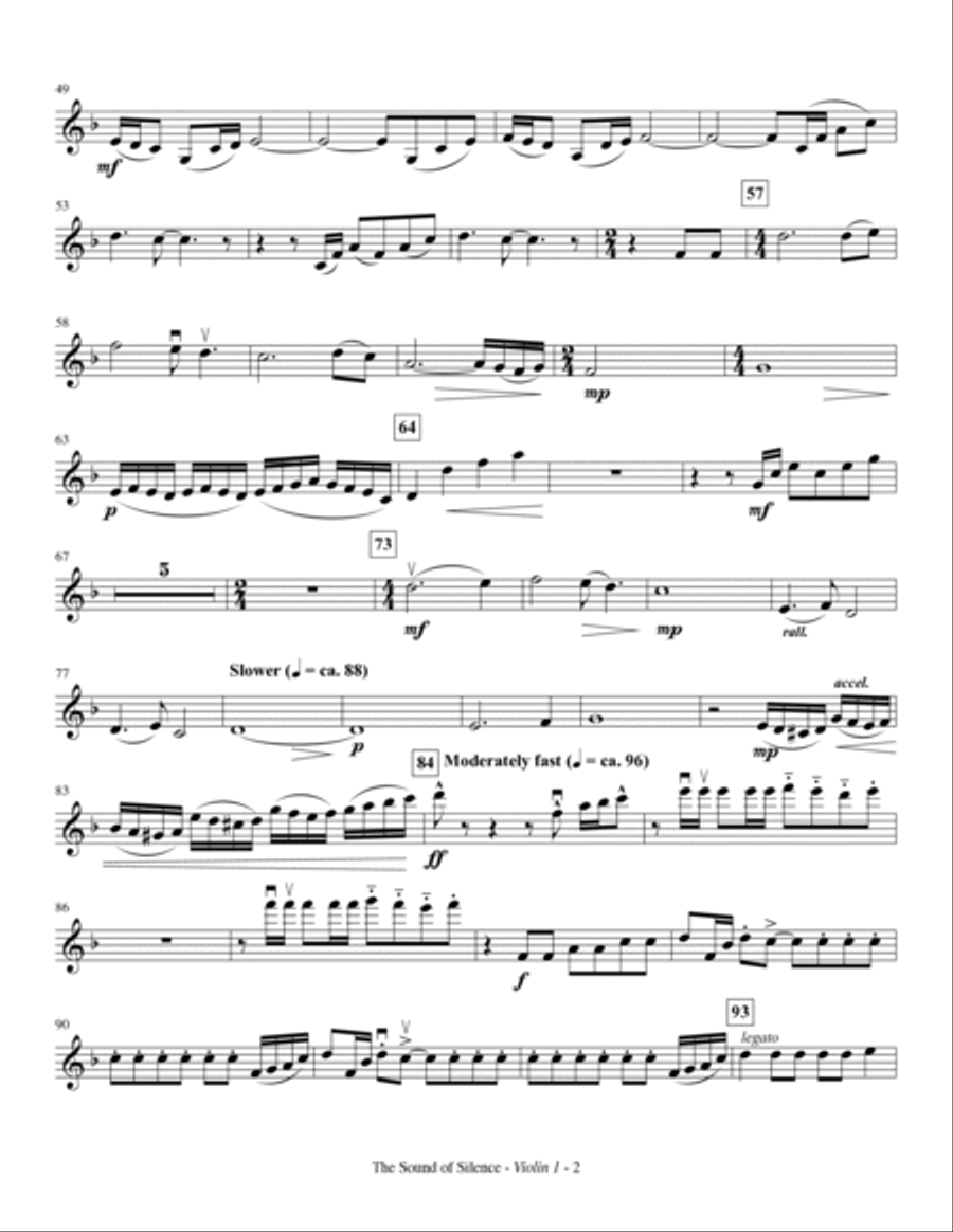 The Sound Of Silence (arr. Mark Hayes) - Violin 1 Choir scores gallery preview page 2