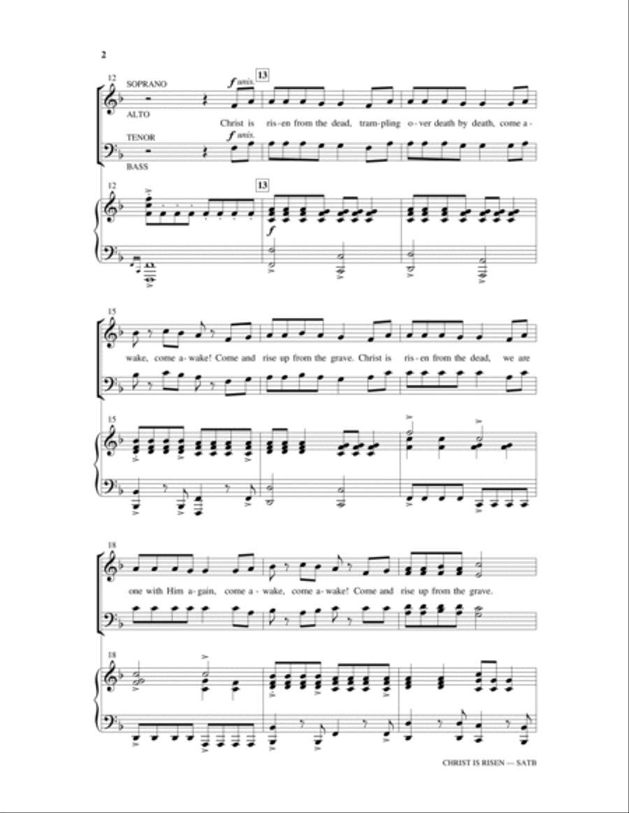 Christ Is Risen (arr. Heather Sorenson) 4-Part scores gallery preview page 2