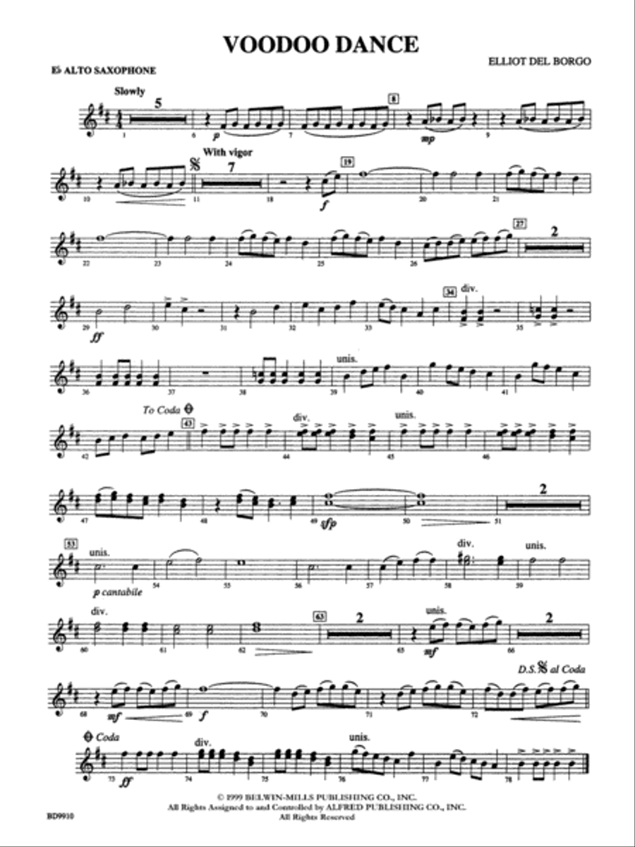 Voodoo Dance: E-flat Alto Saxophone Concert Band scores gallery preview page 1