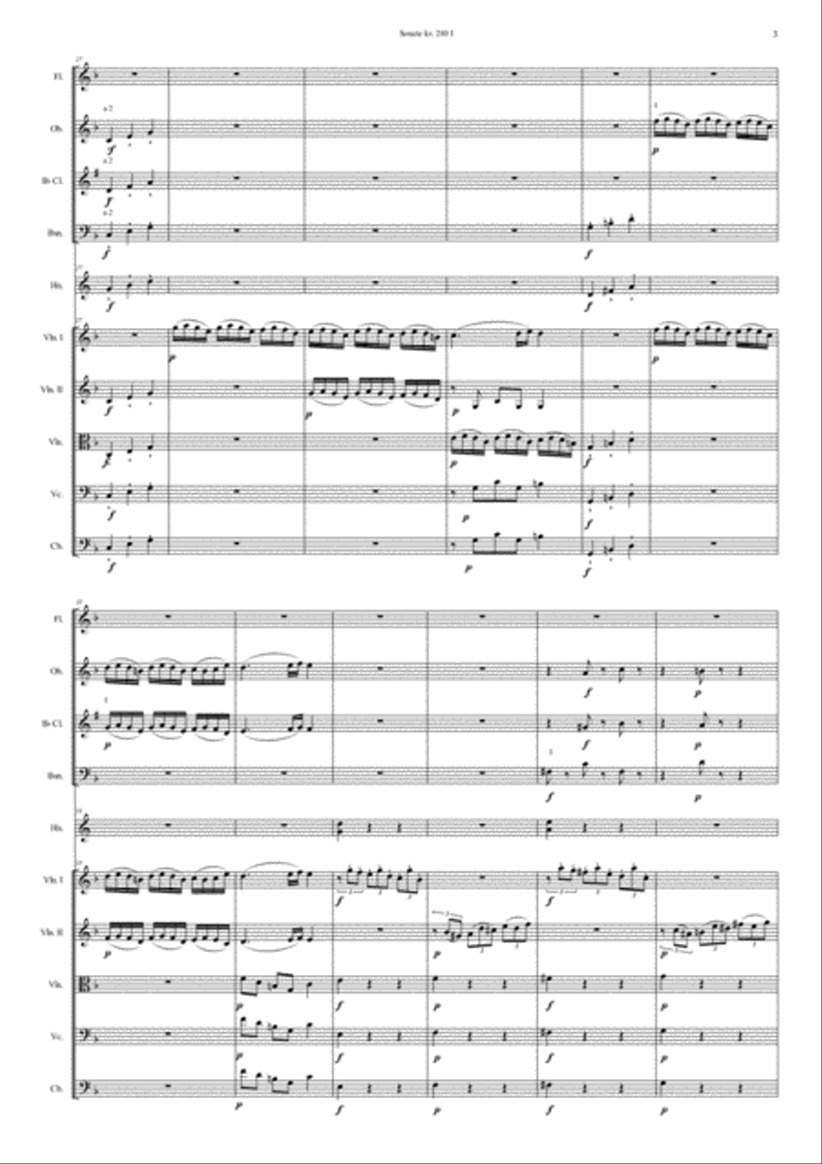 Mozart Sonata kv. 280 for Orchestra Chamber Orchestra scores gallery preview page 5