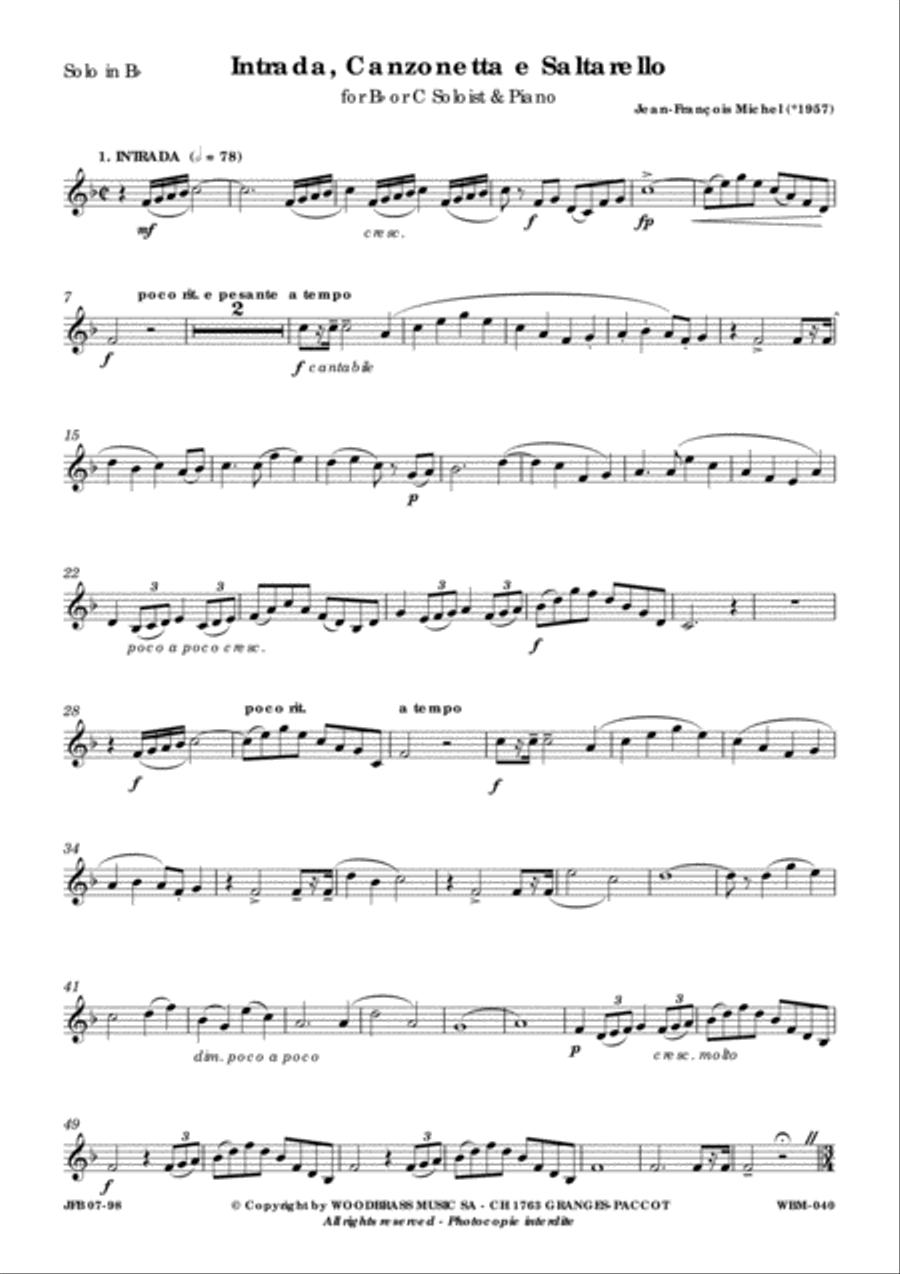 Intrada, Canzonetta e Saltarello Trumpet Solo scores gallery preview page 2