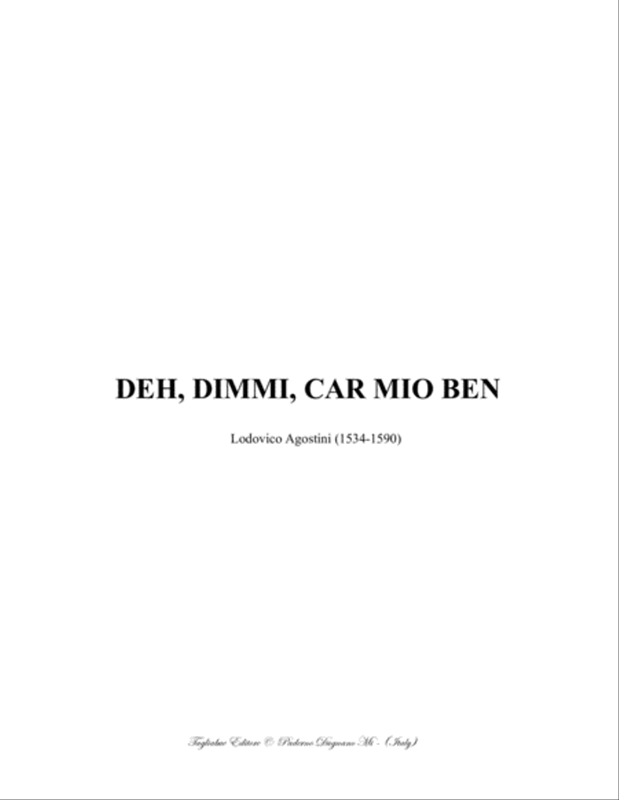 DEH, DIMMI, CAR MIO BEN - L Agostini - For SATB Choir 4-Part scores gallery preview page 1