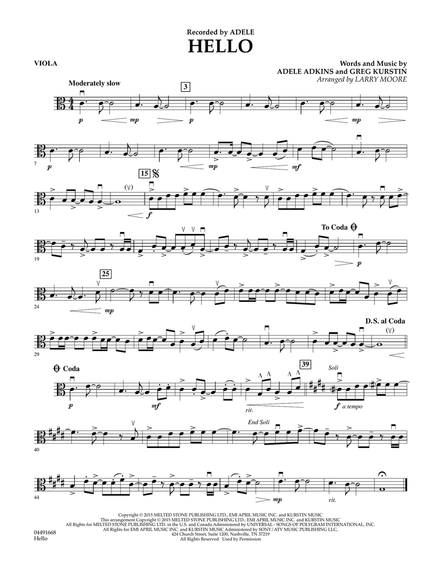 Hello - Viola Orchestra scores gallery preview page 1