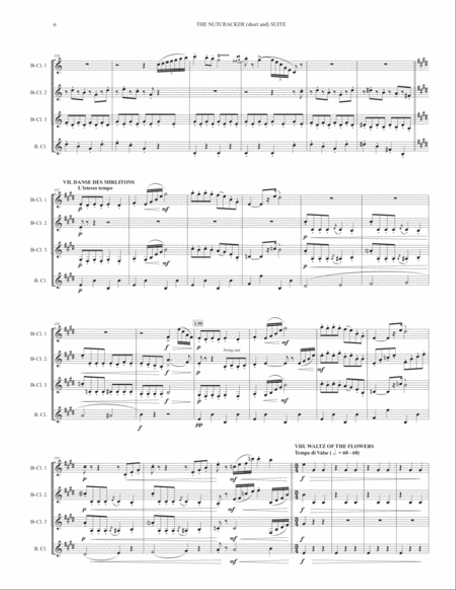 THE NUTCRACKER (short and) SUITE - for clarinet quartet Clarinet Quartet scores gallery preview page 6