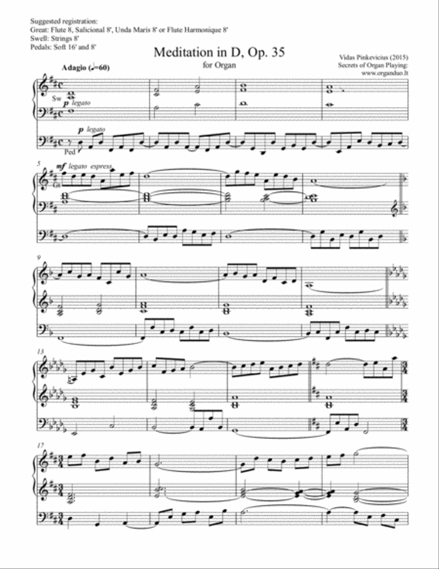Meditation in D, Op. 35 (2015) Organ Solo scores gallery preview page 1