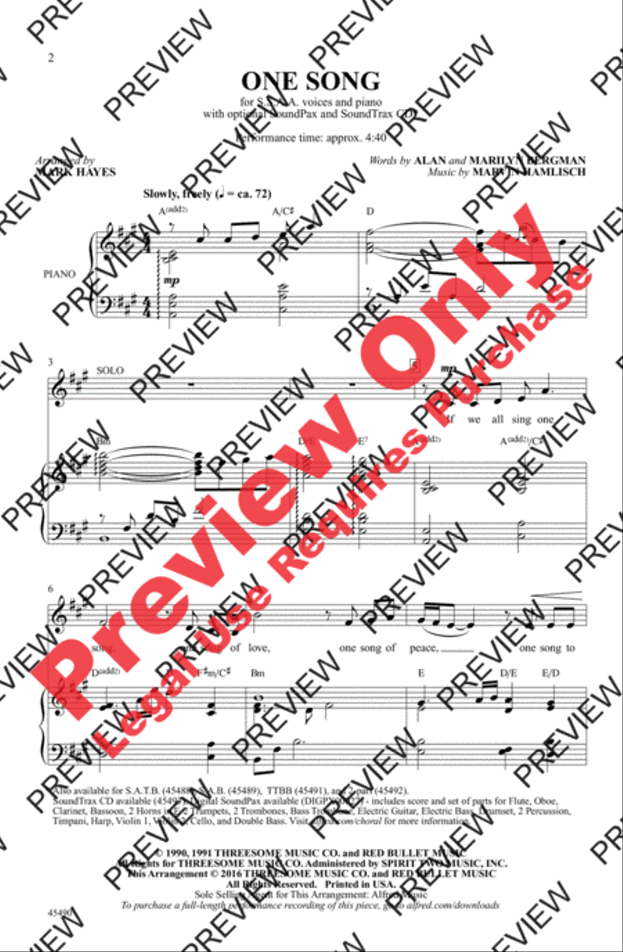 One Song One Song Women's Choir scores gallery preview page 2