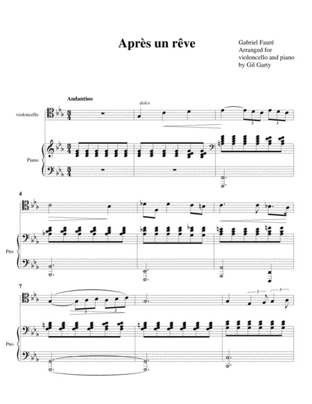 Après un rêve (arrangement for violoncello and piano)