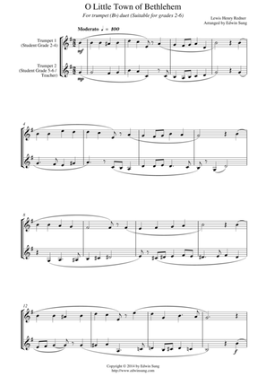 O Little Town of Bethlehem (for trumpet (Bb) duet, suitable for grades 2-6)