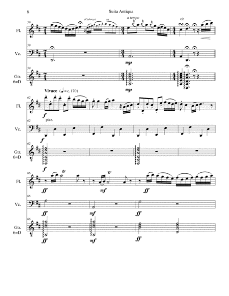 Suita Antiqua for flute, guitar and cello Flute scores gallery preview page 6