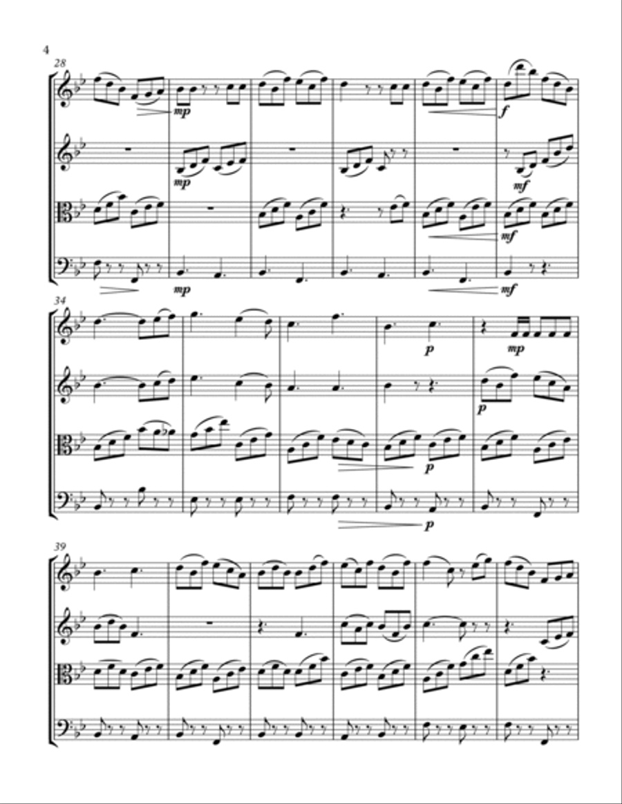 MARRIAGE OF FIGARO - LE NOZZE DI FIGARO - SULL'ARIA - Mozart - String Quartet, Intermediate Level fo String Quartet scores gallery preview page 6