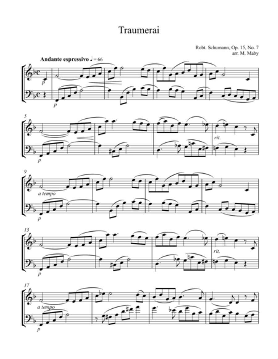 Traumerai for violin & cello duet String Duet scores gallery preview page 1