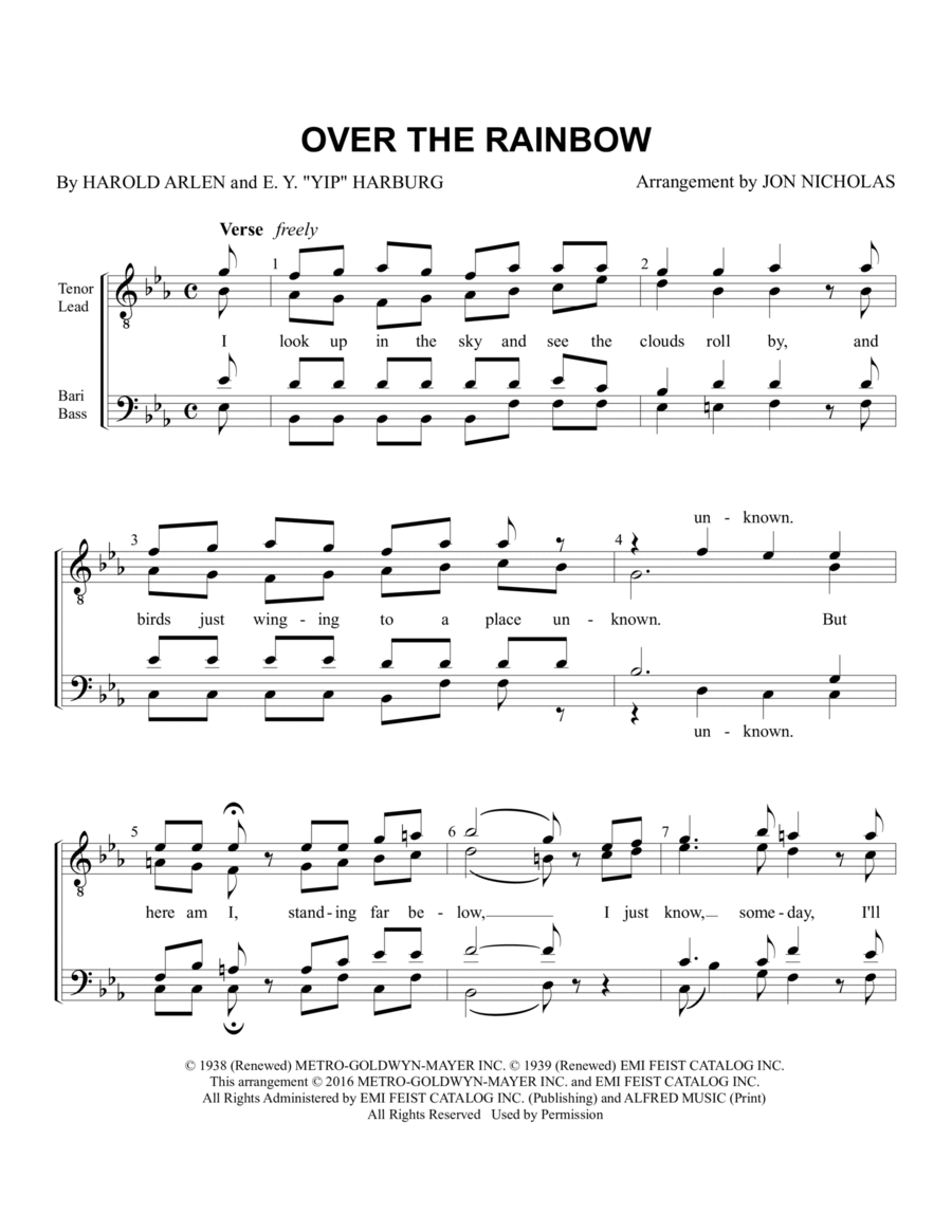 Over The Rainbow TTBB scores gallery preview page 1