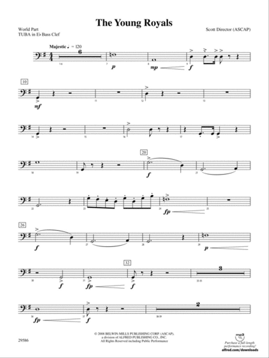 The Young Royals: (World Part) E-flat Tuba B.C. Concert Band scores gallery preview page 1