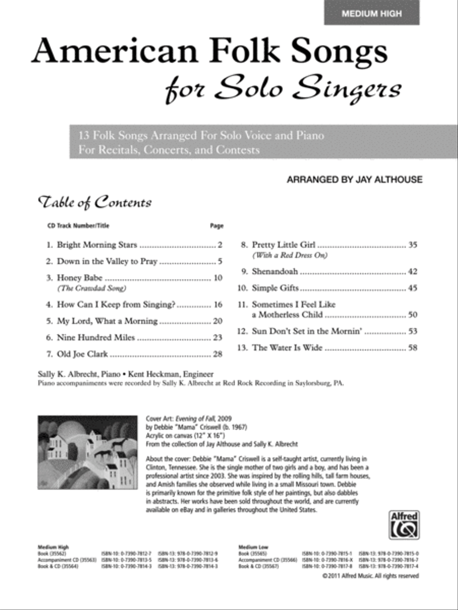 American Folk Songs for Solo Singers Medium-High Voice scores gallery preview page 2