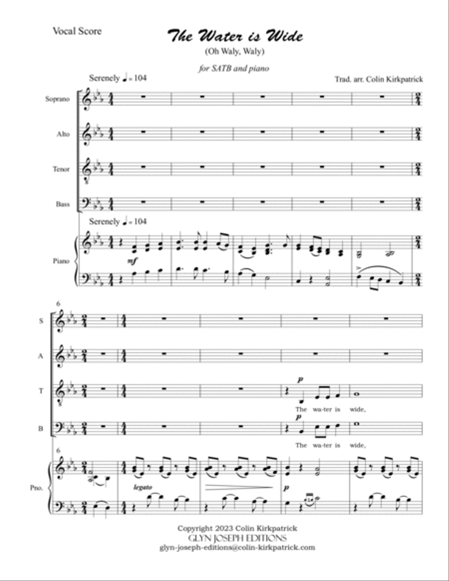 The Water is Wide (SATB choir and piano) 4-Part scores gallery preview page 2