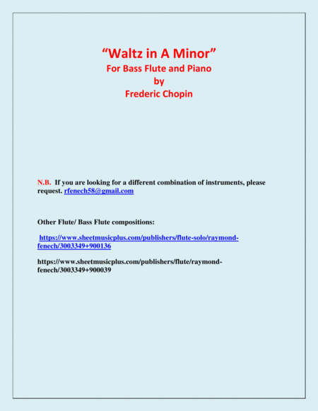 Waltz in A Minor - Bass Flute and Piano - Chamber music image number null