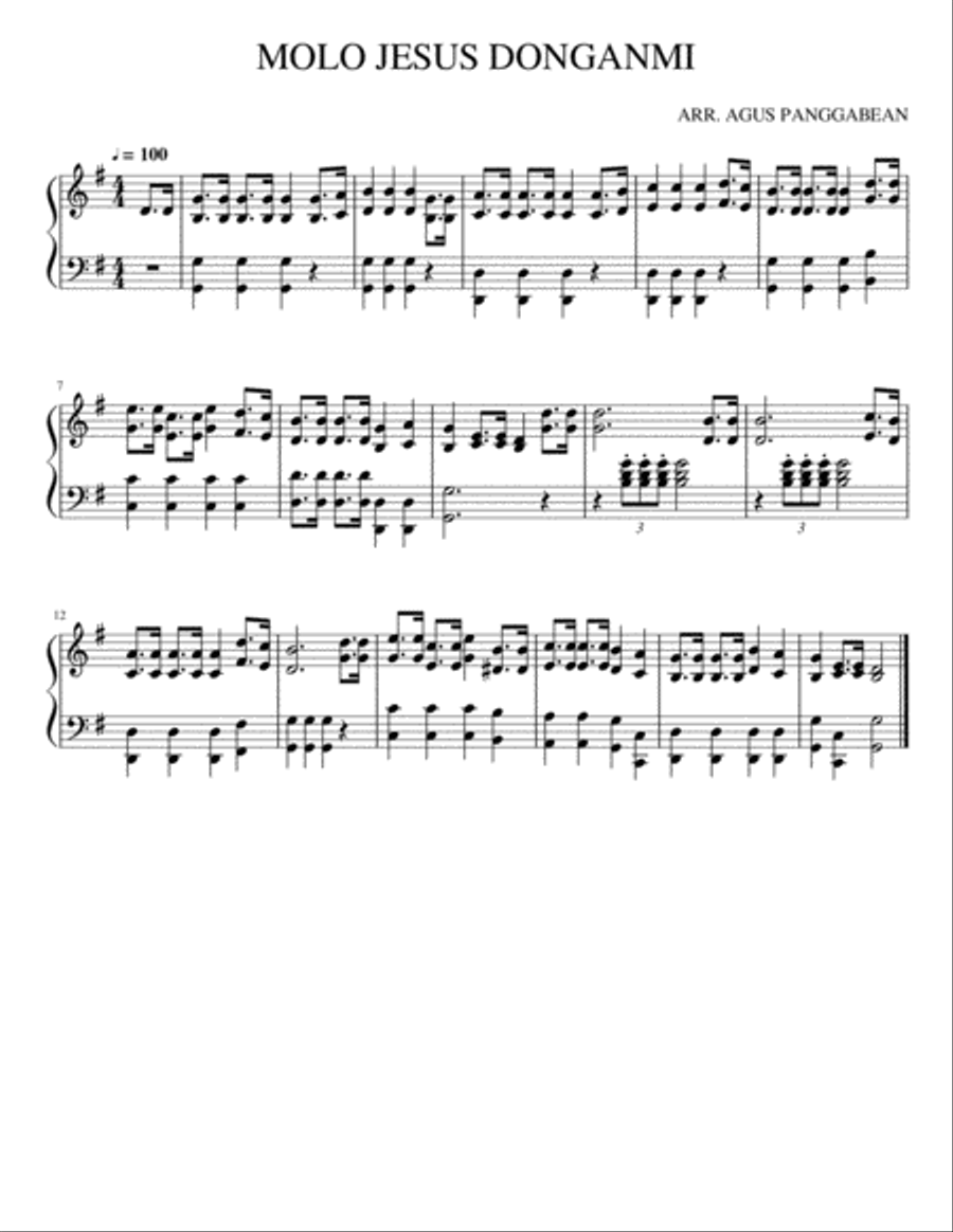 MOLO JESUS DONGANMI. MOLO JESUS DONGANMI. Piano Solo scores gallery preview page 1
