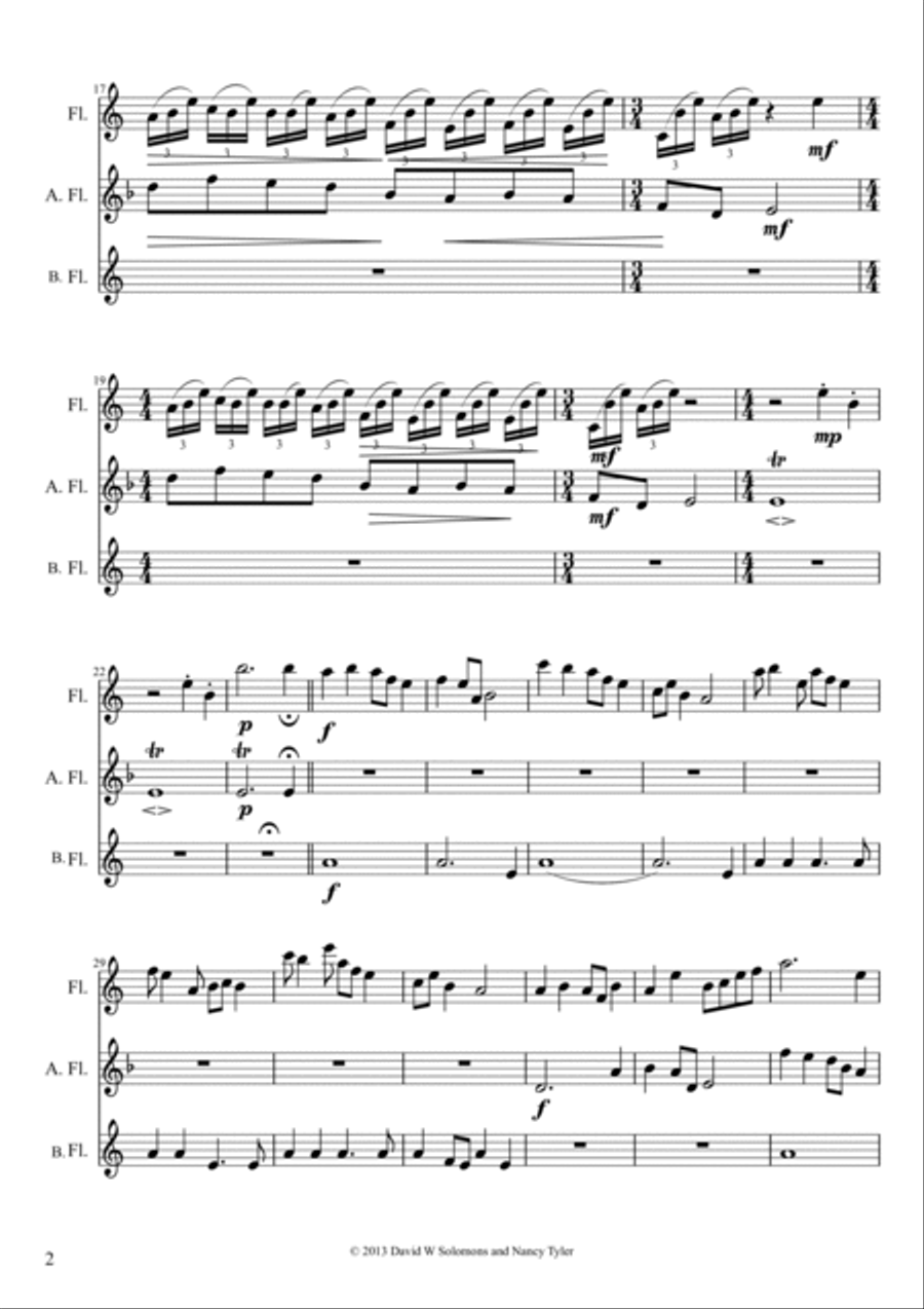 Japanese Song for flute trio (standard, alto and bass flutes) Flute scores gallery preview page 2