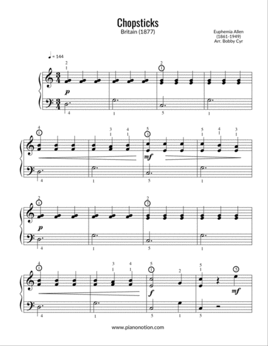 Chopsticks for beginners shop piano