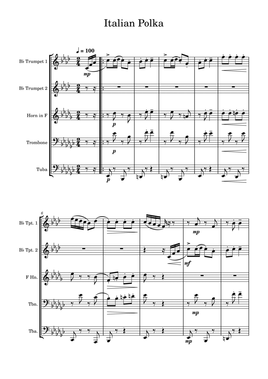 Italian Polka - Brass Quintet Brass Quintet scores gallery preview page 1