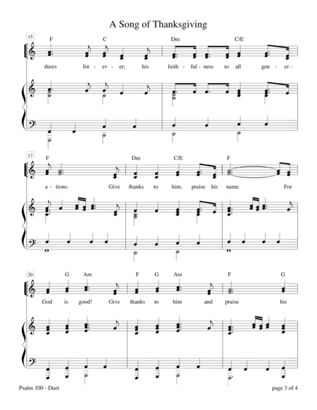 Psalm 100, A Song of Thanksgiving (for vocal duet with piano accompaniment) by Sharon Wilson Alto Voice - Digital Sheet Music