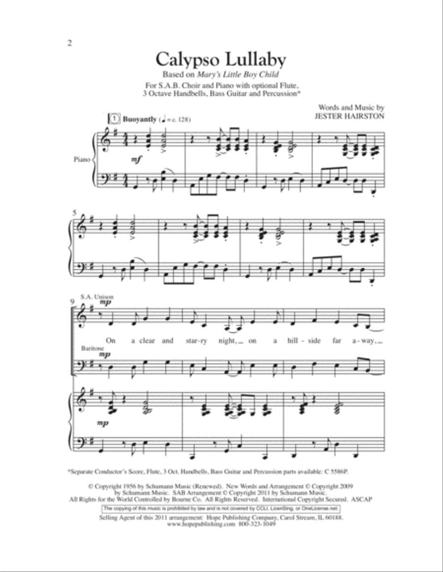 Calypso Lullaby 3-Part scores gallery preview page 2