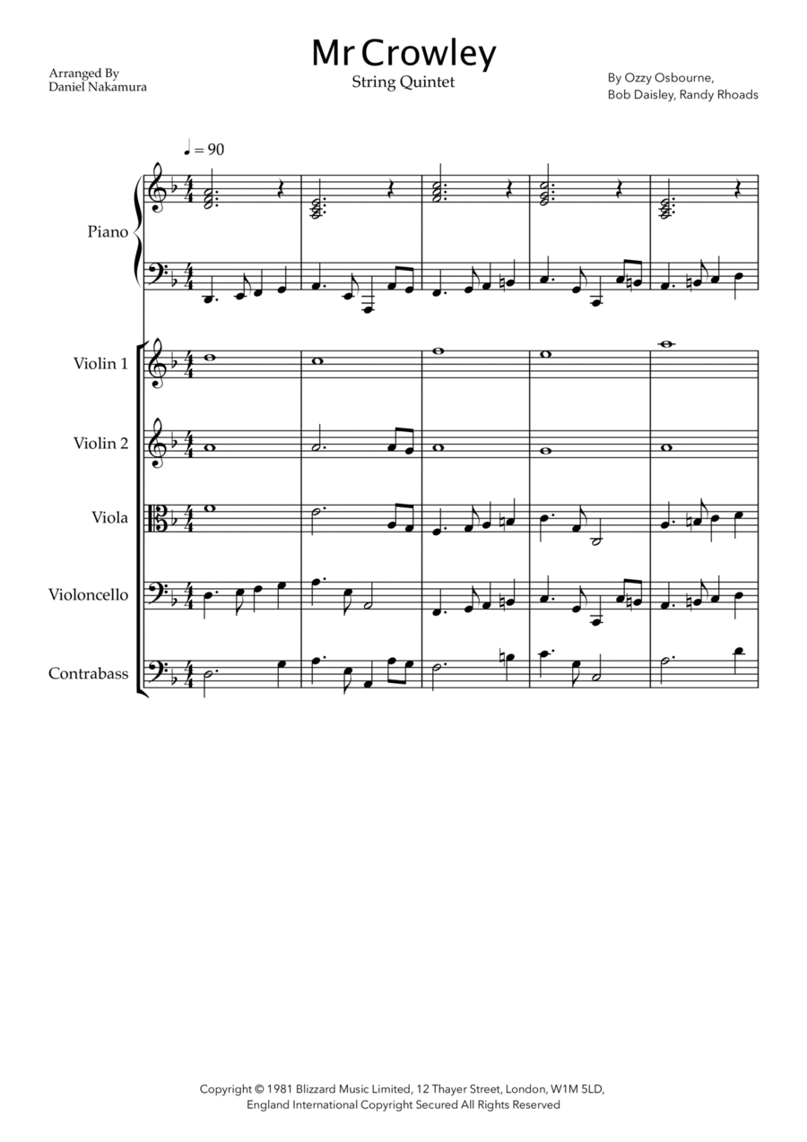 Mr. Crowley Piano Quintet scores gallery preview page 1