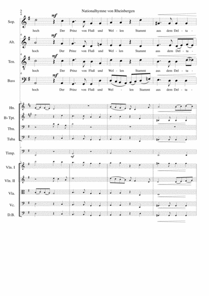 Nationalhymne von Rheinbergen (Rheinbergen National Anthem) Harmonised choir orchestra (with Parts) image number null
