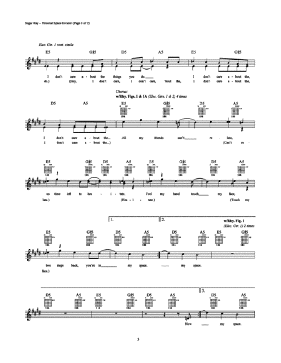 Personal Space Invader Electric Guitar scores gallery preview page 3