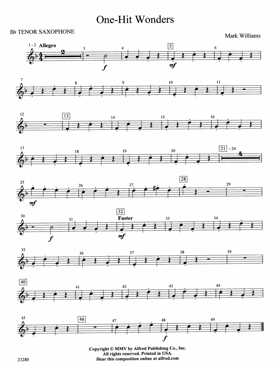 One-Hit Wonders: B-flat Tenor Saxophone