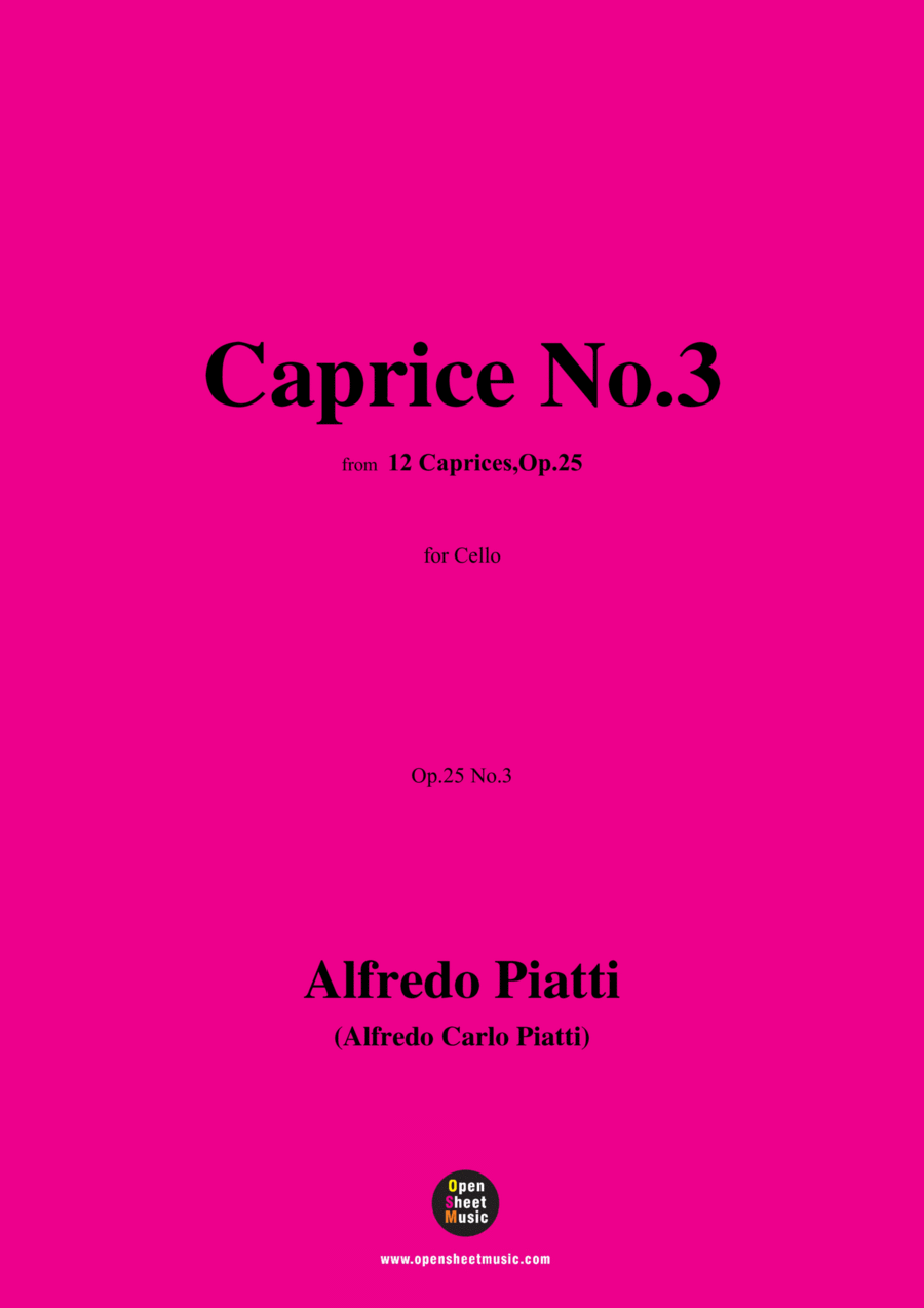 Alfredo Piatti-Caprice No.3,Op.25 No.3,from '12 Caprices,Op.25',for Solo Cello Cello Solo scores gallery preview page 1