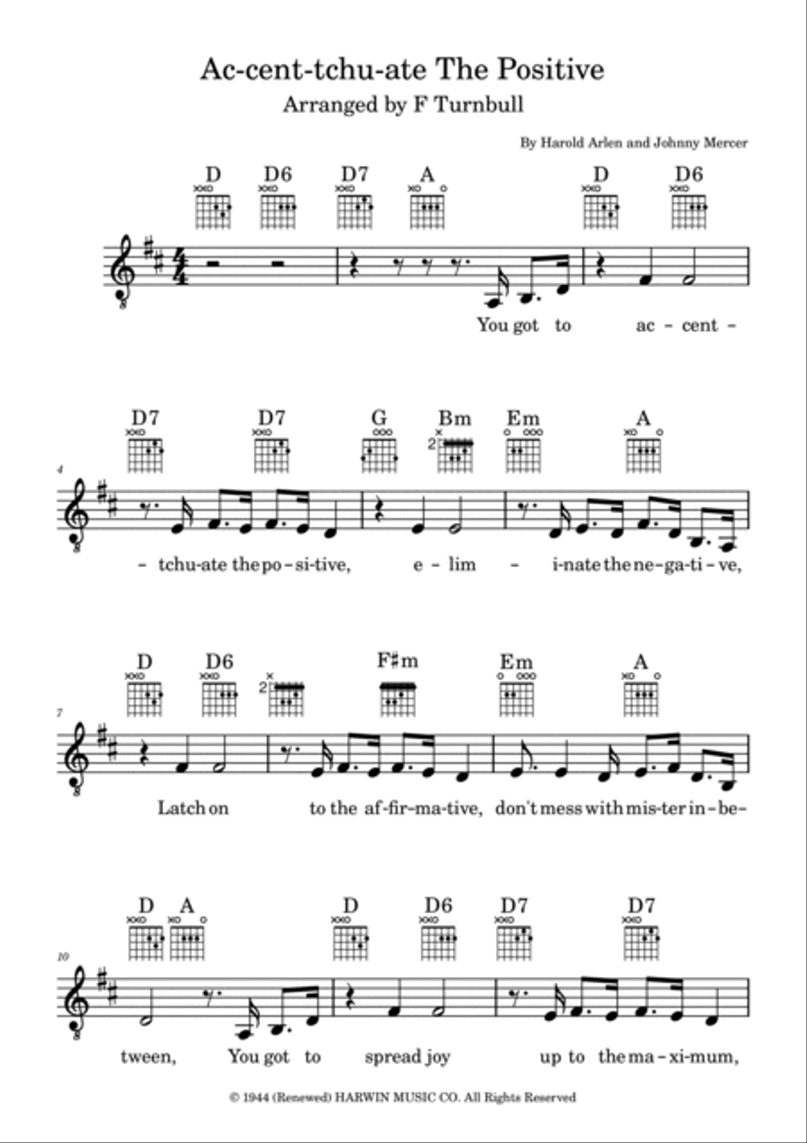 Ac-cent-tchu-ate The Positive Piano, Vocal, Guitar scores gallery preview page 2
