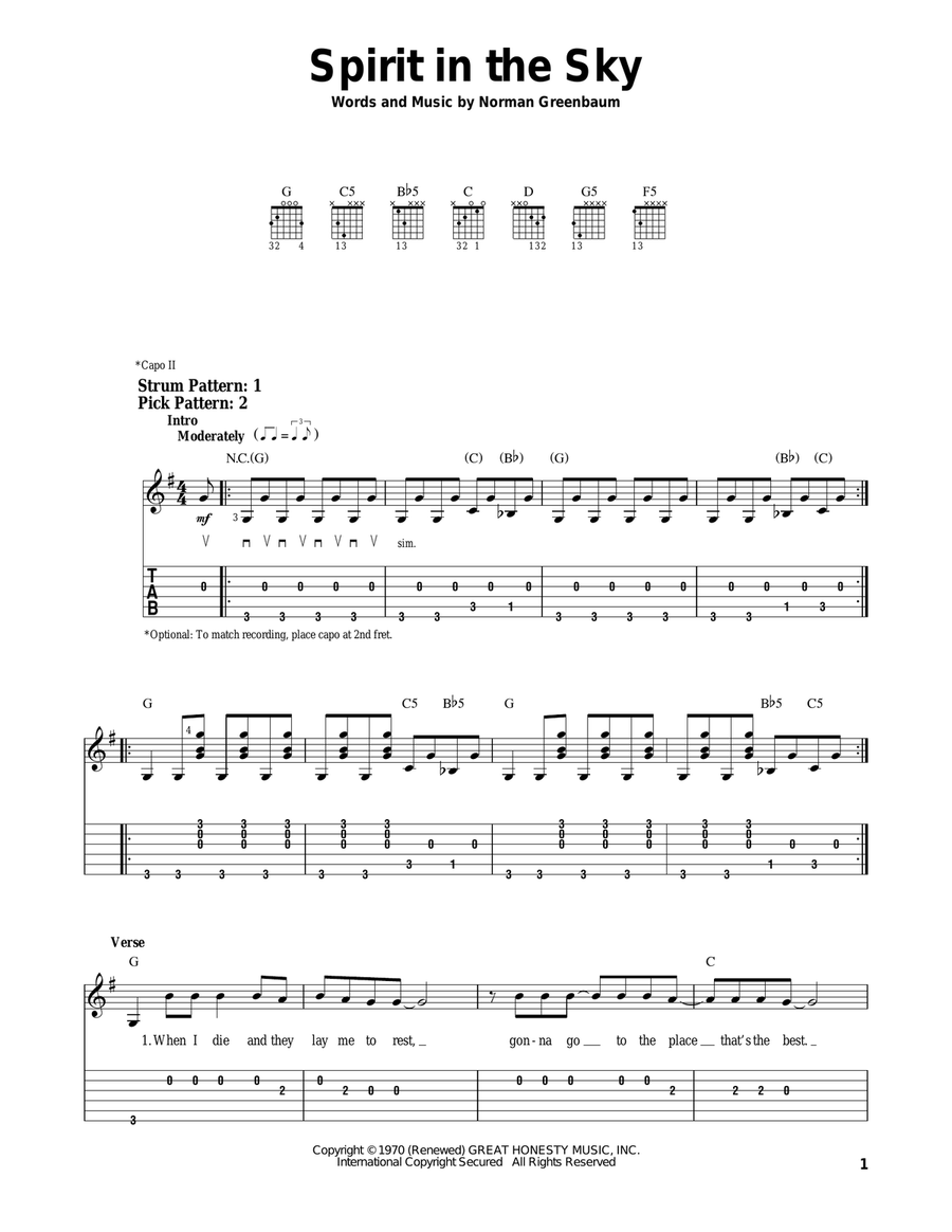 Spirit In The Sky Spirit In The Sky Acoustic Guitar scores gallery preview page 1