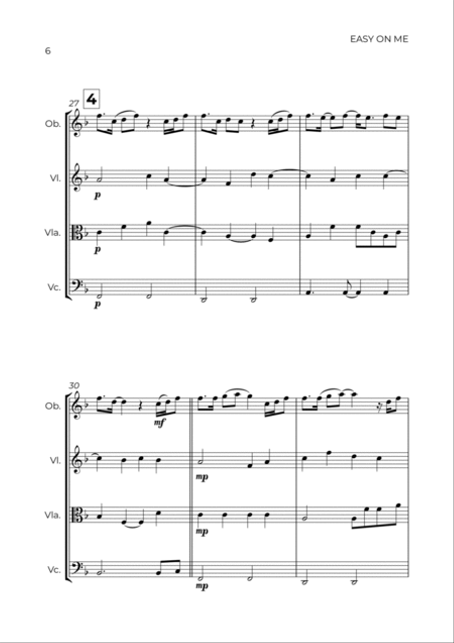 Easy On Me Oboe scores gallery preview page 6