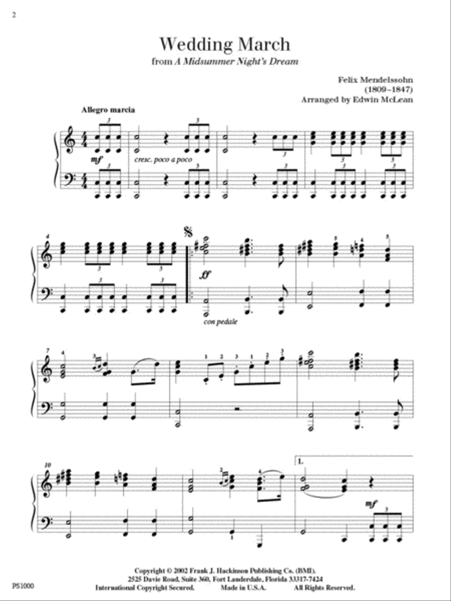 Wedding March (from A Midsummer Night's Dream) Piano Solo scores gallery preview page 2