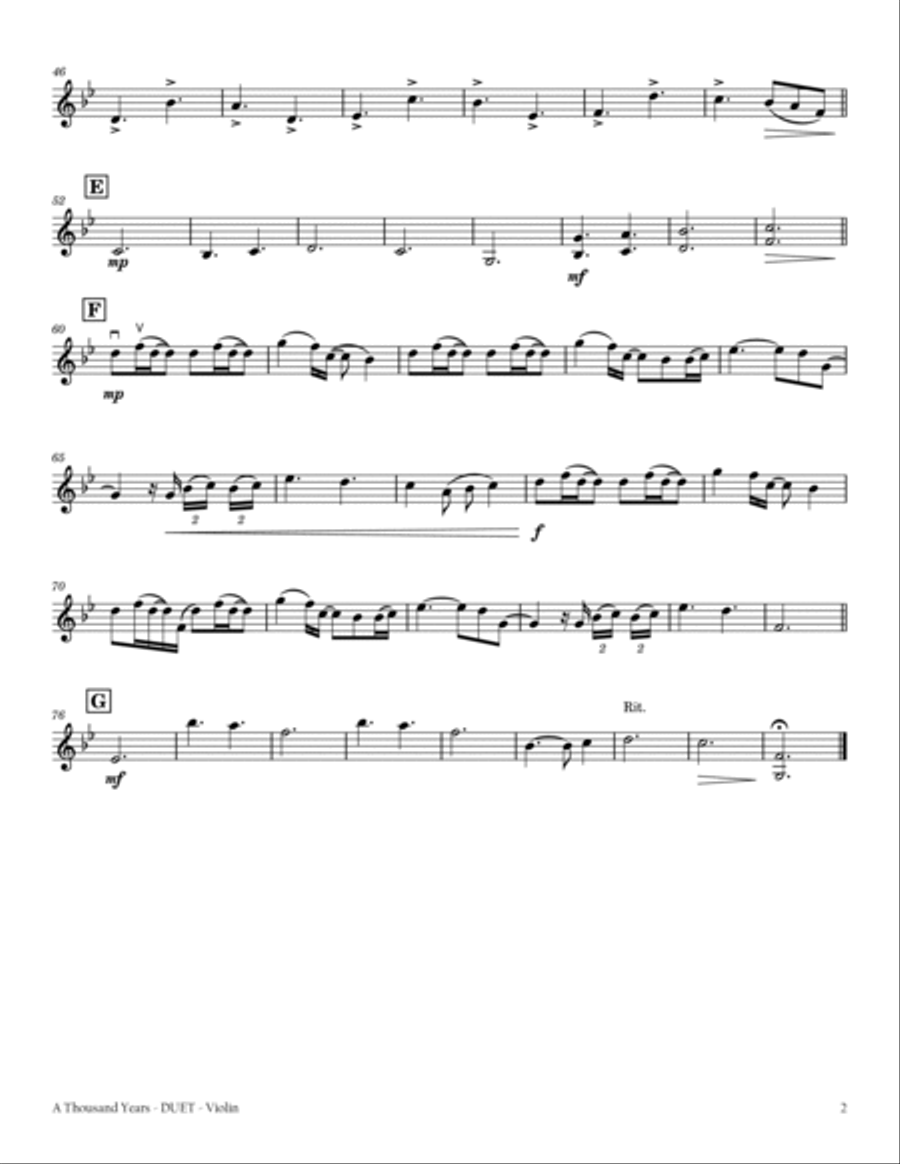 A Thousand Years String Duet scores gallery preview page 4